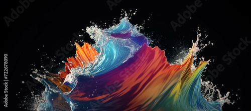 colorful watercolor ink wave splash, paint 16