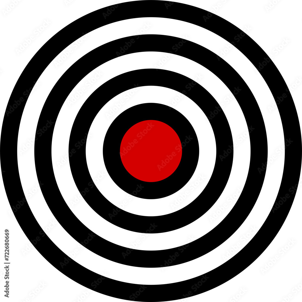 Circles in Circle Round Geometric Dart Arrow Aiming Bull Eye with Red Center Symbol Sign Icon. Vector Image. Circles in Circle Round Geometric Dart Arrow Aiming Bull Eye with Red Center Symbol Sign Icon. Vector Image.