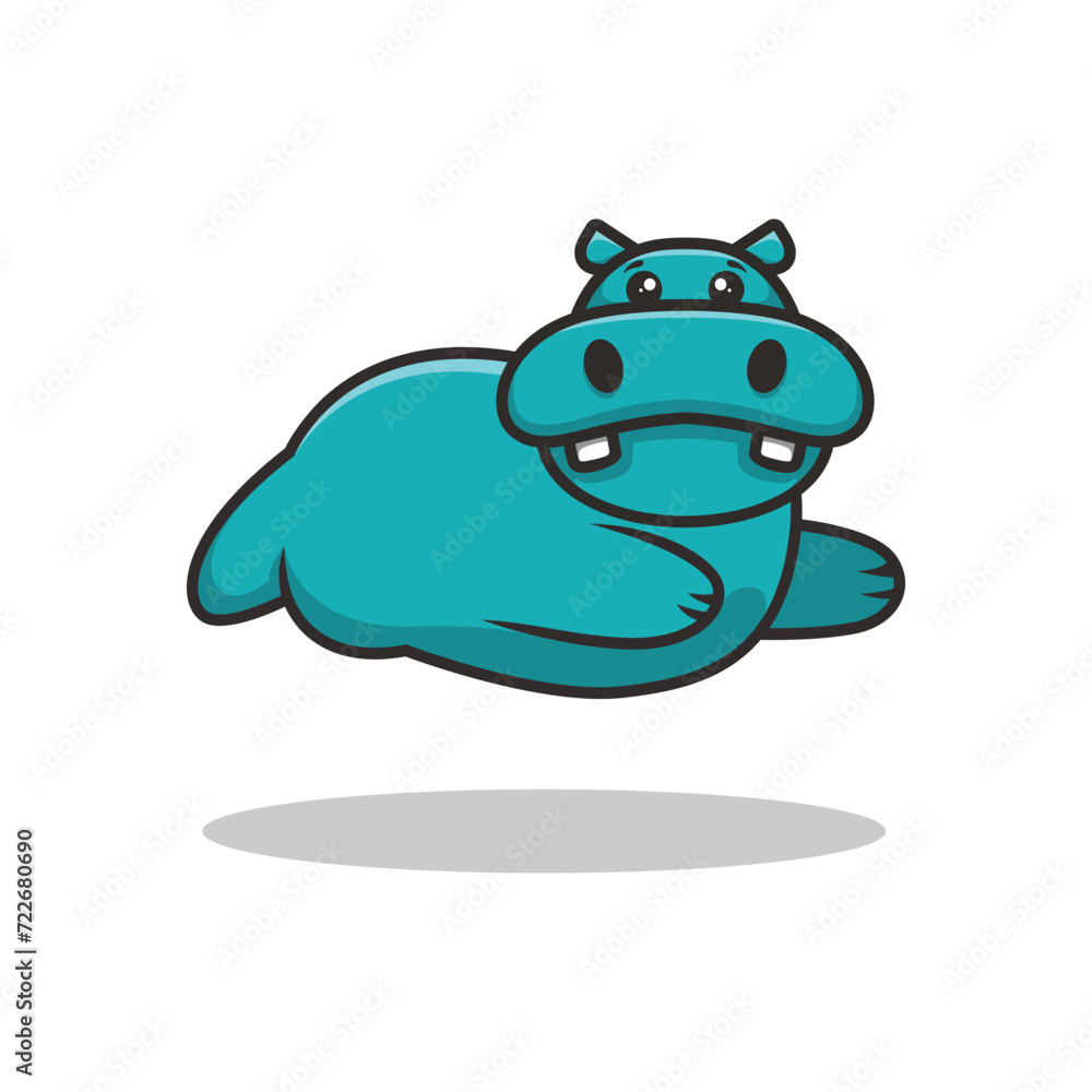 Illustration Cute Hippo Mascot Logo Illustration Cute Hippo Mascot Logo