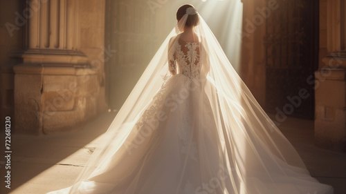 ウェディングドレスを着た後ろ姿の花嫁 photo
