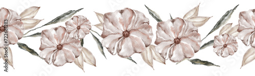 Watercolor flowers. A set of hand-painted abstract botanical illustrations. Isolated white flowers. Delicate wedding sets for postcards, banner sketches.