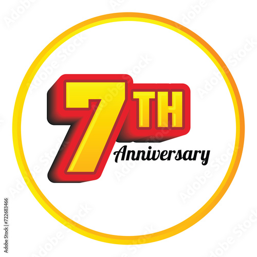 Anniversary 7. gold 3d numbers. Poster template for Celebrating 7 th anniversary event party. Vector illustration