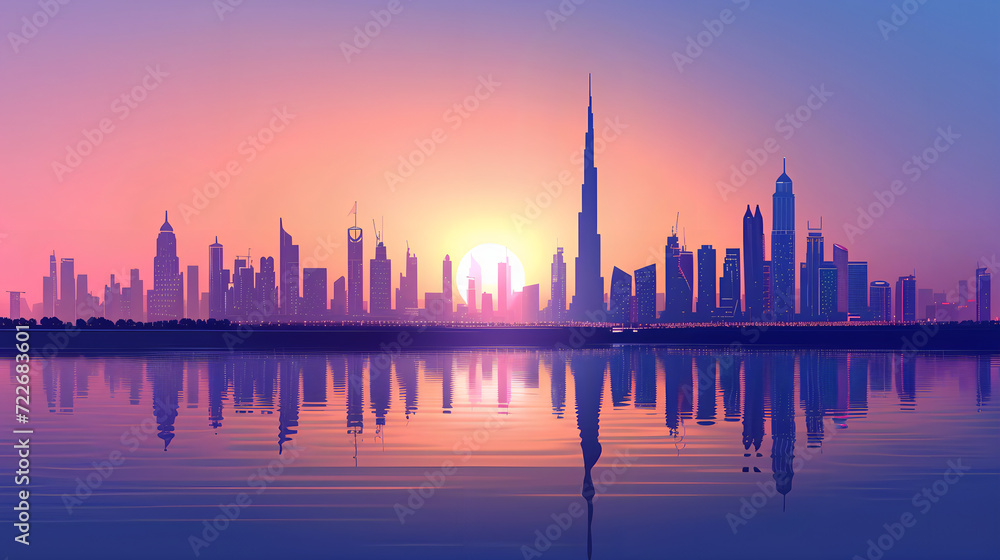Dubai city vector background