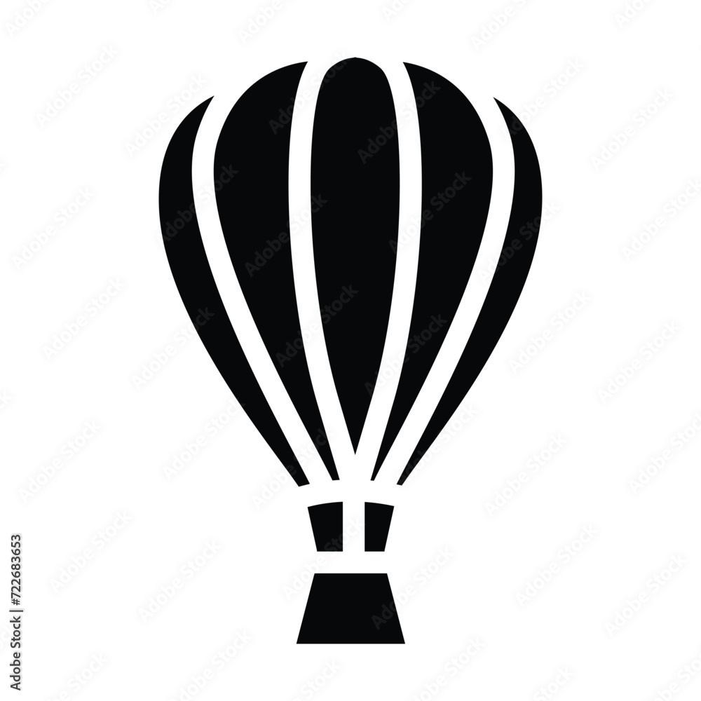 Vector illustration. Silhouette of hot air balloon. Air transport for travel. Isolated on white background Vector illustration. Silhouette of hot air balloon. Air transport for travel. Isolated on white background