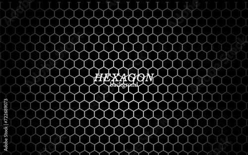 Black and white hexagonal technology vector abstract background. white bright energy flashes under hexagon in modern technology futuristic background illustration.