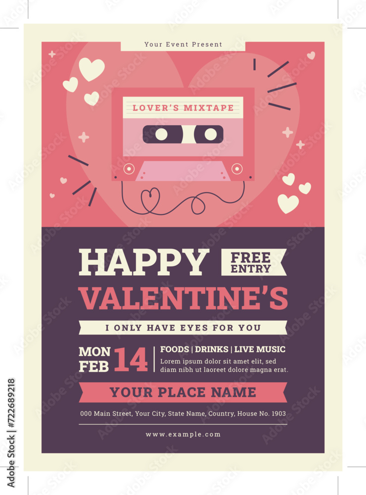 valentines day vertical poster template - obrazy, fototapety, plakaty 