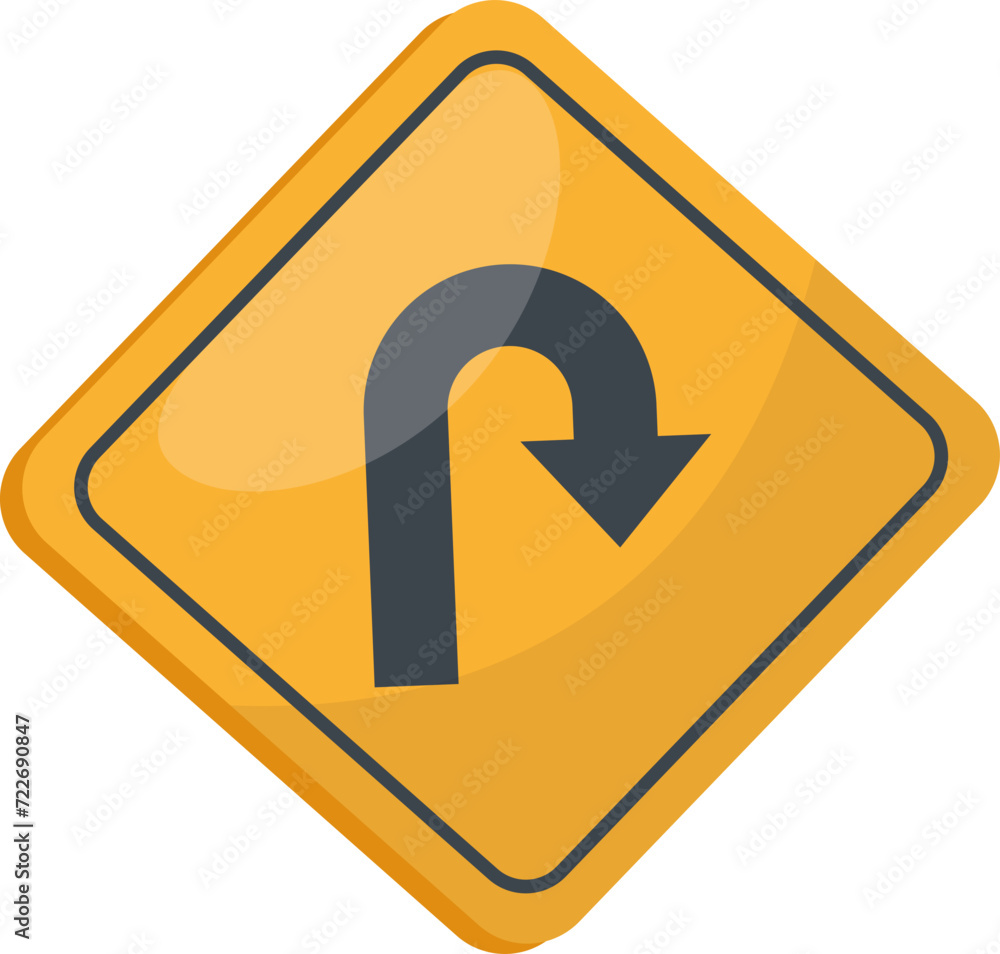 U-Turn Sign System Icon Illustration U-Turn Sign System Icon Illustration