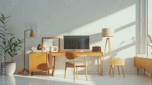 realistic photos of various types of furniture - desk  television  lamp  desk  chair