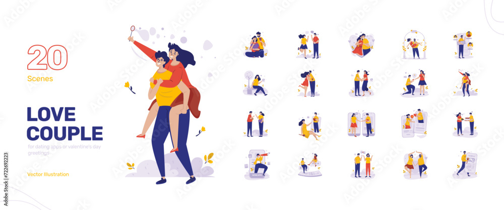 Φωτογραφία Love couple romantic dating app valentine's day cartoon greeting illustration se
