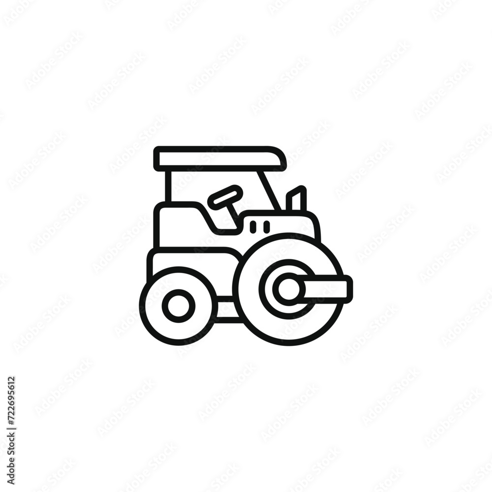 Steam roller line icon isolated on transparent background Steam roller line icon isolated on transparent background