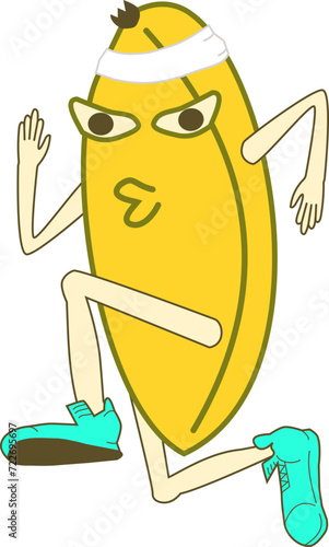 Cute banana running marathon vector illustration