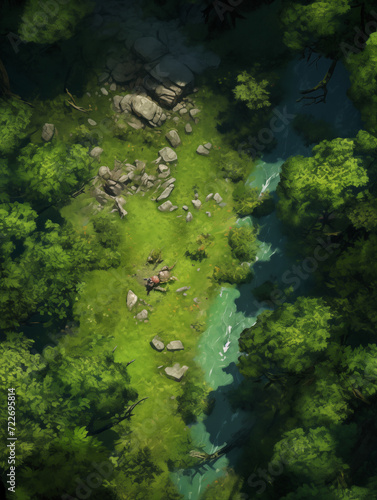 Aerial Photography of a Forest with a Stream
