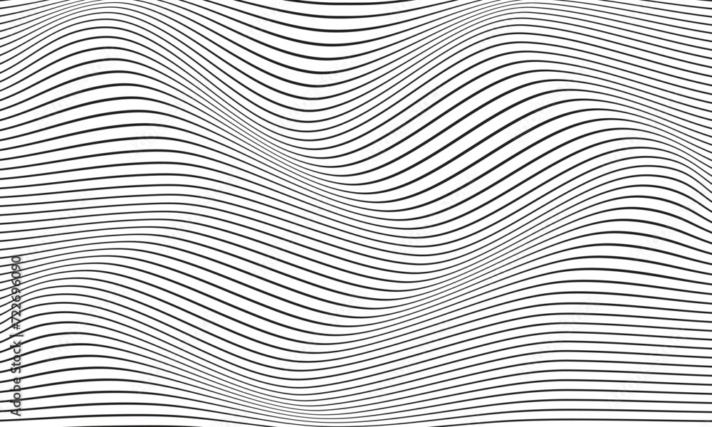 abstract seamless horizontal black thin wave line pattern.