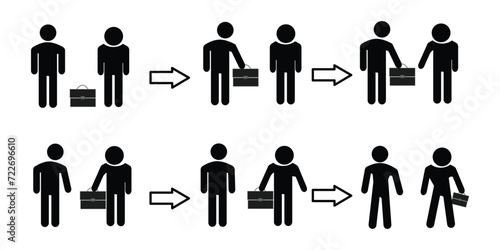 Businessman concept changing briefcase infographics illustration