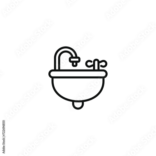 Sink line icon isolated on transparent background