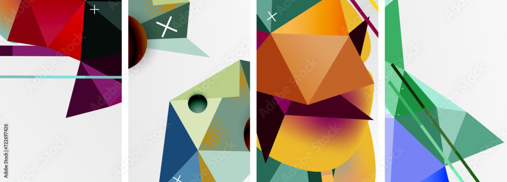 Geometric elements in abstract poster composition set. Vector illustration For Wallpaper, Banner, Background, Card, Book Illustration, landing page Geometric elements in abstract poster composition set. Vector illustration For Wallpaper, Banner, Background, Card, Book Illustration, landing page