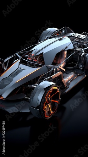 Futuristic electric sport fast car chassis and battery 