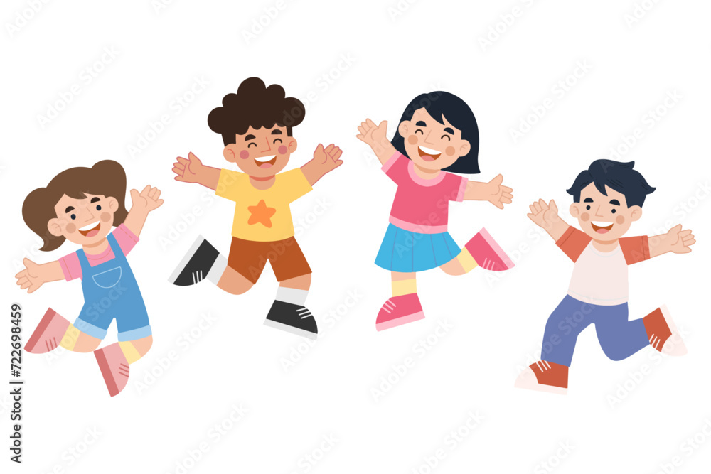 Illustration of cheerful children jumping high Illustration of cheerful children jumping high