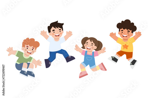 Illustration of cheerful children jumping high