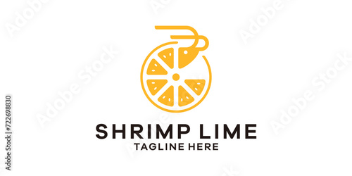logo design combination of shrimp and lemon shapes, logo design template creative symbol idea.