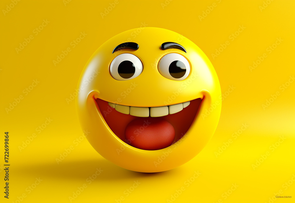 Fototapeta premium Funny smiley face on office background. Positive mood