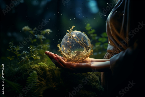 Wallpaper Mural Mystical moonlight cradled in hands, photorealistic fantasy, fairycore vibes, UHD image, Vray brilliance, and tranquil gardenscapes in unreal engine. Torontodigital.ca