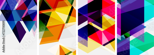 Colorful bright triangles with various colors and transparencies. Vector illustration For Wallpaper, Banner, Background, Card, Book Illustration, landing page