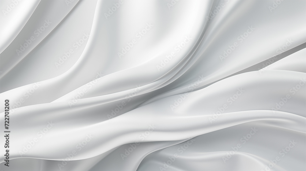 Precisionist elegance: UHD matte photo of silver flowing fabrics on a white abstract background. Precisionist elegance: UHD matte photo of silver flowing fabrics on a white abstract background.