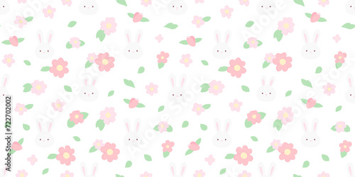 Foto Cute hand drawn rabbit animal cartoon seamless pattern