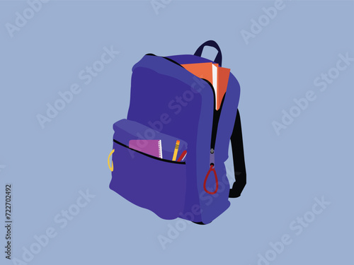 blue backpack school supplies student