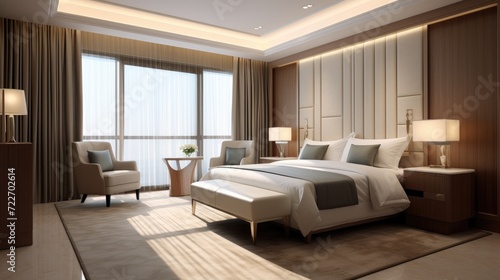 Luxury bedroom interior design. Generative AI © wellyans