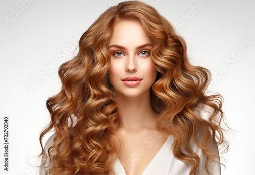 Beauty girl with long and shiny wavy Hair ,coloring and toning, shatush and balayash . Beautiful woman model with curly hairstyle 
