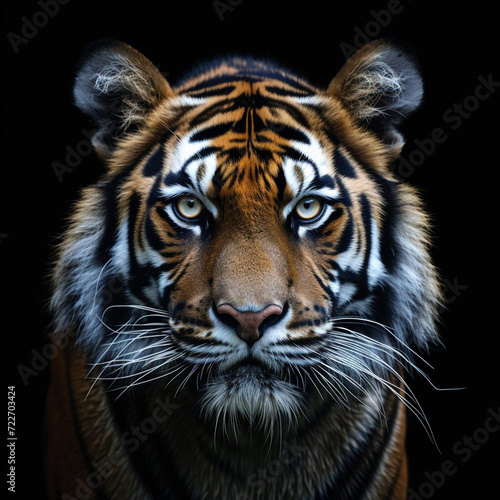 Angry tiger. Sumatran tiger  Panthera tigris sumatrae  beautiful animal portrait