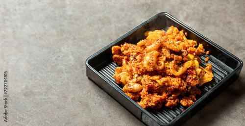 Spicy octopus fried rice, Korean food	