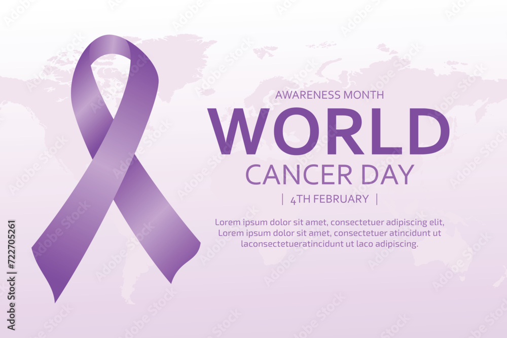 World cancer day flat design background with ribbon illustration World cancer day flat design background with ribbon illustration