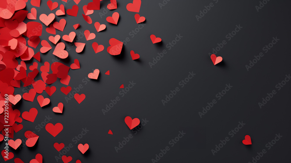 Red hearts on black background minimalistic valentines day concept card Red hearts on black background minimalistic valentines day concept card