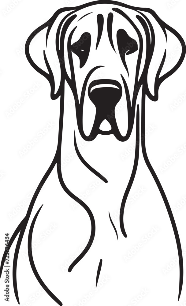 great dane head half body simple line art illustration with transparent background great dane head half body simple line art illustration with transparent background