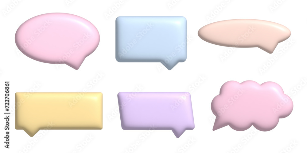 3d speech bubble icon set isolated. 3d chatting box, message box icon set. 3d speech bubble icon set isolated. 3d chatting box, message box icon set.