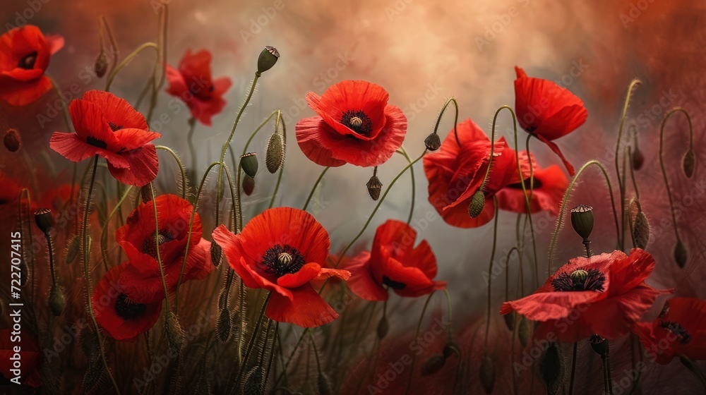 Obraz premium A Poignant Tribute to Remembrance and Hope, Capturing the Beauty and Symbolism of Red Poppies