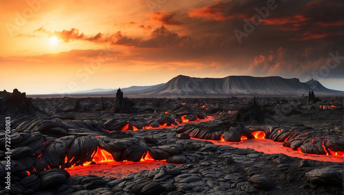 Landscape view of lava on the ground