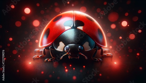  realistic ladybug with a shiny red shell and black spots