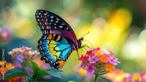 A Multicolored Butterfly Dances Amidst Vibrant Natures Beauty © MdBaki
