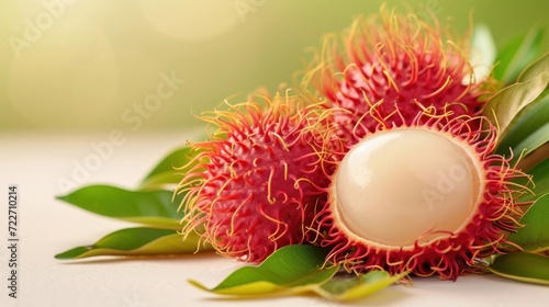 Fresh and ripe rambutan fruit, tropical fruit AI generated image