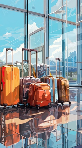 Luggage suitcases at the airport wide banner