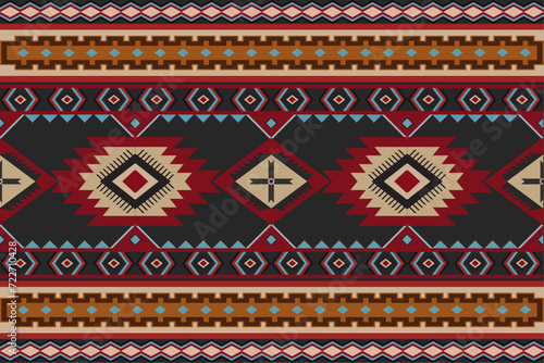 ethnic fabric patterns Ethnic fabric pattern designed with geometric patterns, black, red, damask, yellow, blue, brown. For textiles and garments, covers, carpets, vector illustration