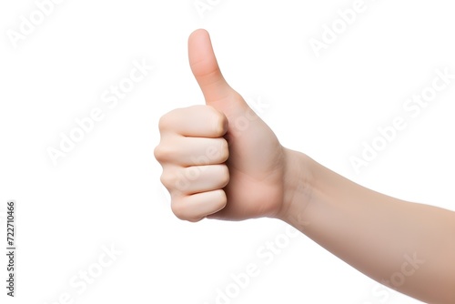 Hand raising thumb photo