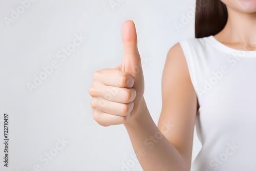 Woman raising her thumb photo