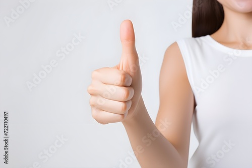 Woman raising her thumb