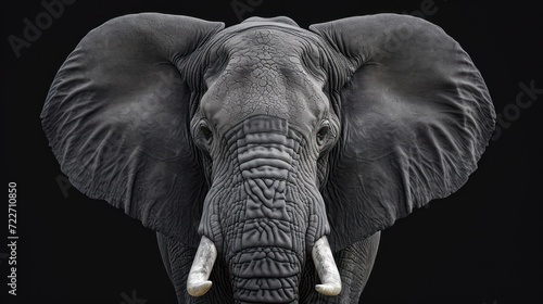  a close up of an elephant s face with tusks and wrinkles on it s ears.