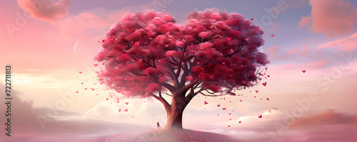 Love tree background heart shaped tree valentines day background shape of heart in the tree heart shaped tree in pink valentine s day background